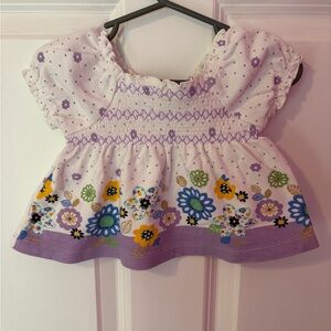 miniwear Lavender Floral Smocked Girls Top